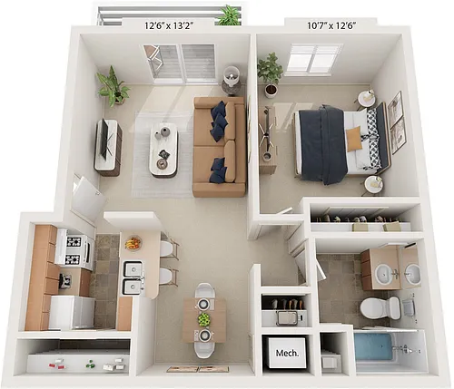 Floor plan Modified One Bedroom