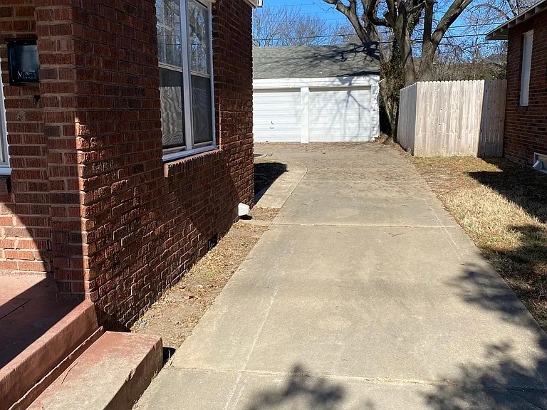 Driveway and detached garage