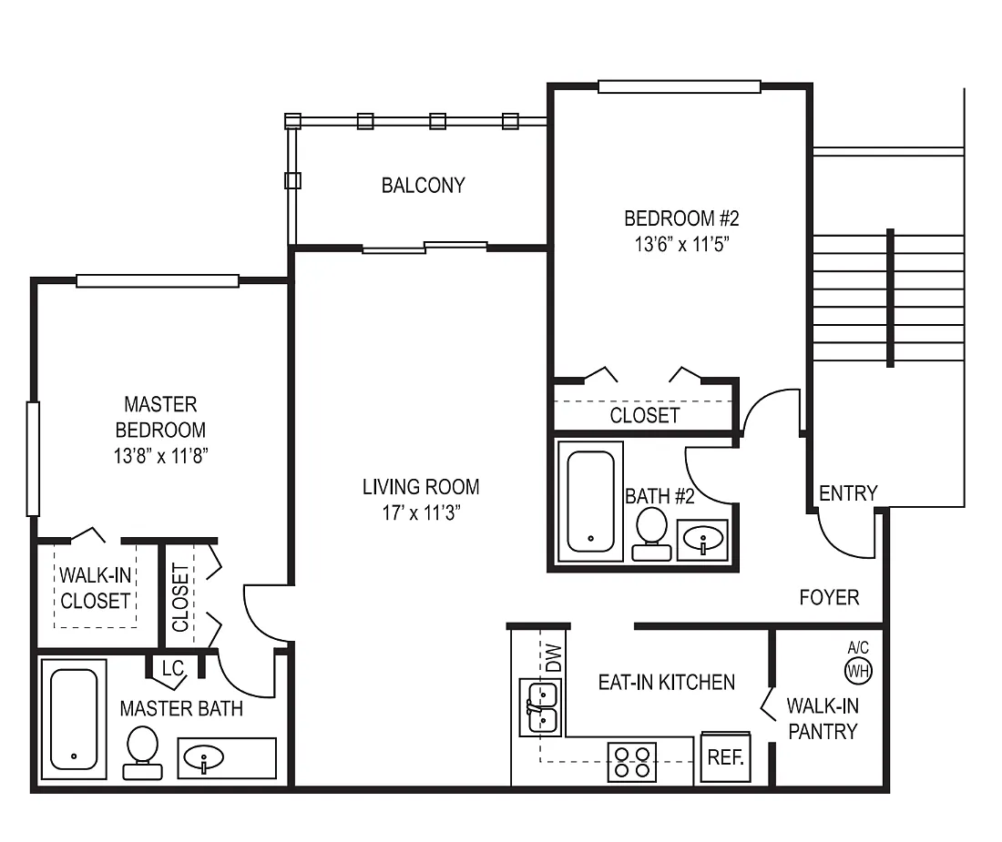 Floor plan C- 2 Bedroom 2 Bath