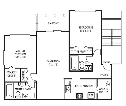 Floor plan C- 2 Bedroom 2 Bath