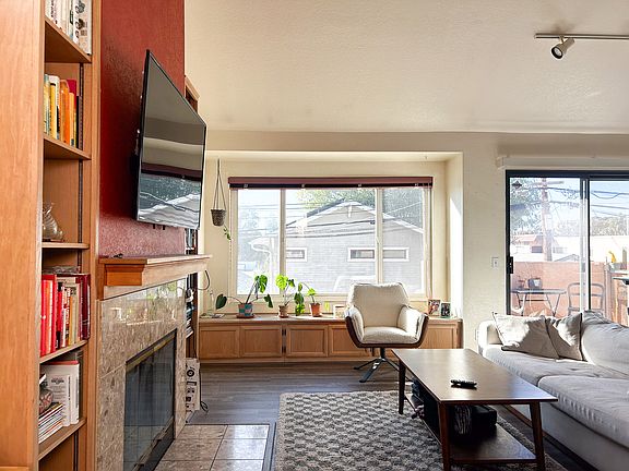 View from front door, showing window seat, slider