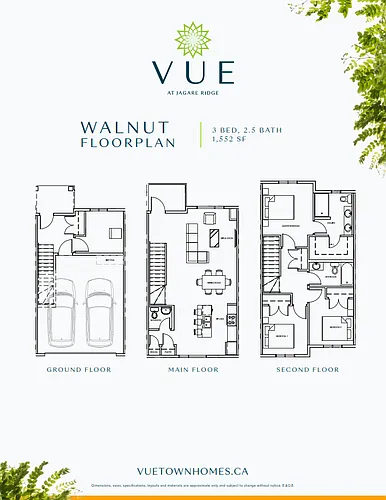 Floor plan 3 Bed 2.5 Bath Walnut
