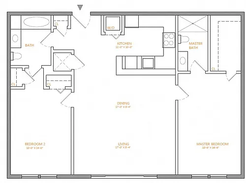 Floor plan 2 Bed/2 Bath-B