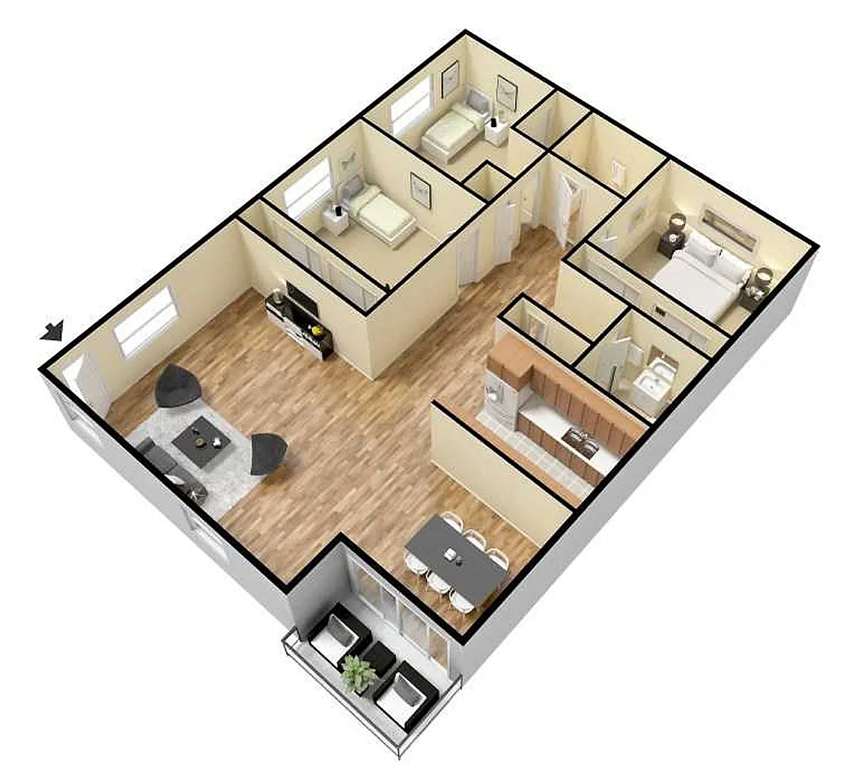Floor plan 3 Bed and 2 Bath