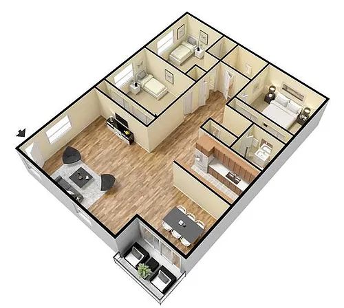 Floor plan 3 Bed and 2 Bath