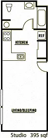 Floor plan Studio B - 80% AMI