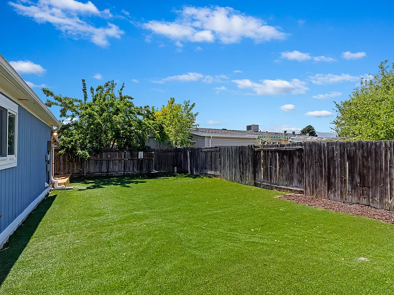 fenced back yard