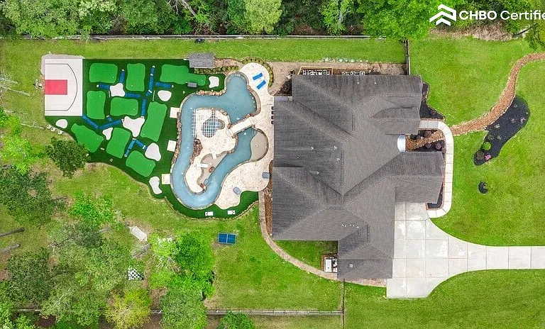 Aerial view with lazy river