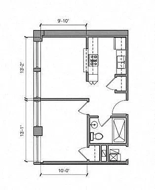 Floor plan TORI - 1 Bed 1 Bath 19-S