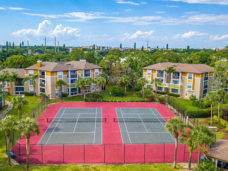 Two lighted tennis courts