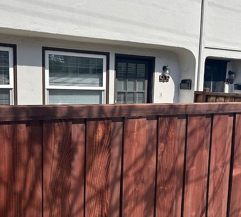 Private patio at entrance.