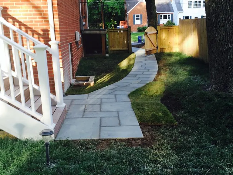 stone walk in backyard