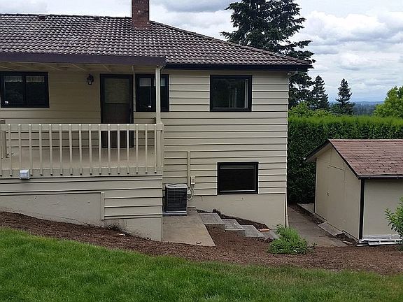 back yard with outbuilding