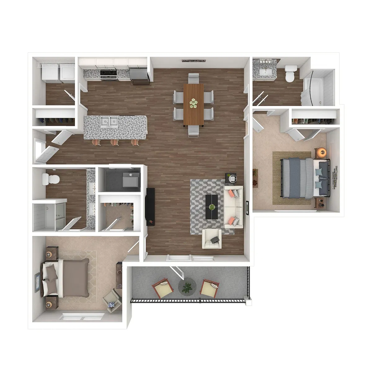 Floor plan Beacon - 2 Bedroom with Balcony