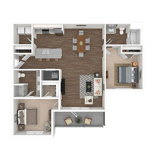 Floor plan Beacon - 2 Bedroom with Balcony