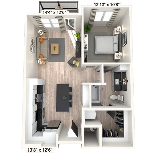 Floor plan A4 1x1 740 SF-FP