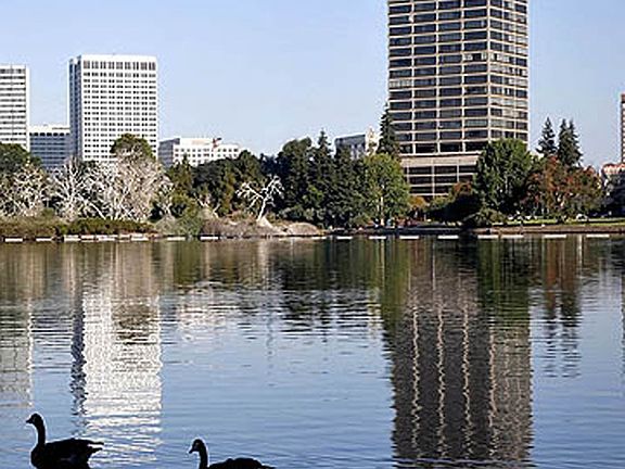 View of building on Lake Merritt