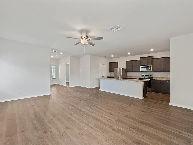 The family room sit right off of the kitchen.