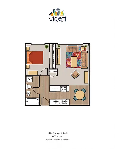 Floor plan 1 bed 1 bath D renovated
