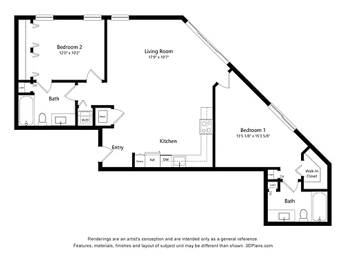 Floor plan B4 | 2 Bed | 2 Bath