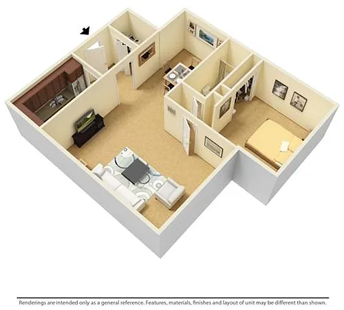 Floor plan 1 Bed 1 Bath Standard