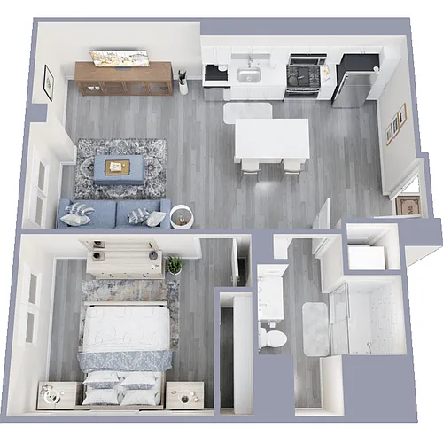 Floor plan 1 Bedroom, 1 Bathroom