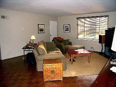 Open living room with vintage windows and wood floors