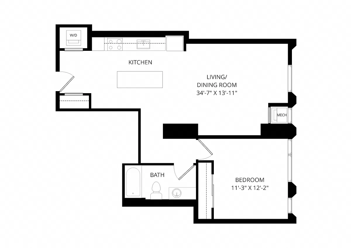 Floor plan One Bedroom - a03