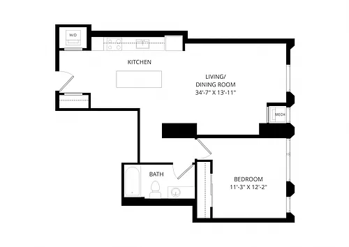 Floor plan One Bedroom - a03