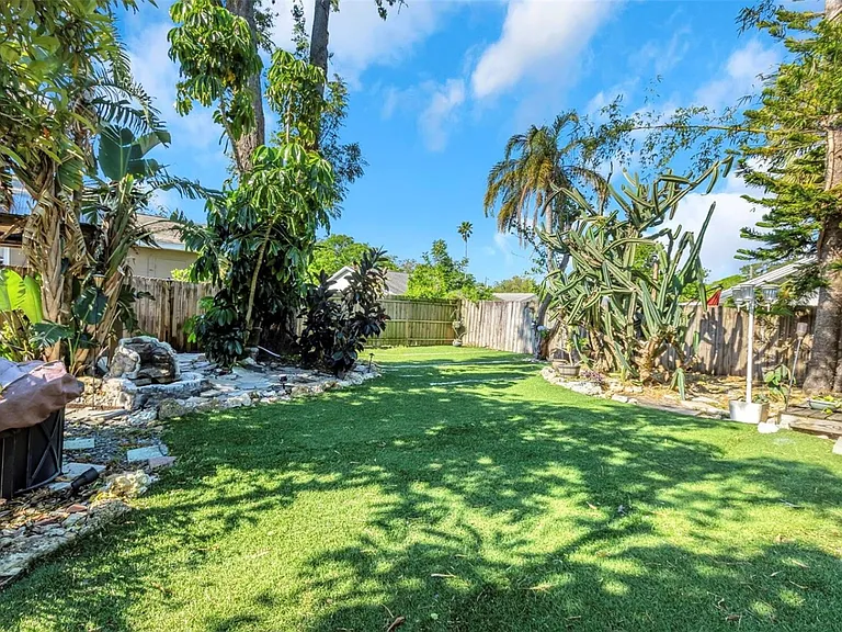 Backyard, artificial turf yard. No maintenance.