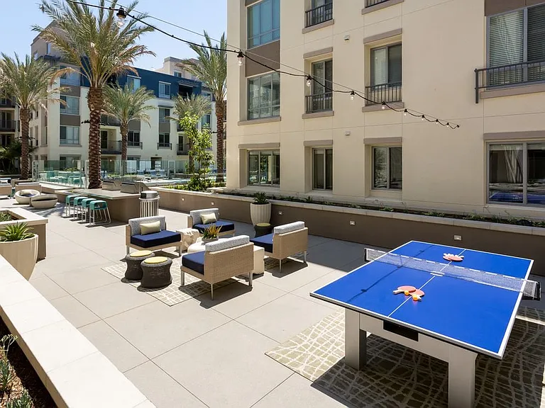 Courtyard with Seating and Ping Pong