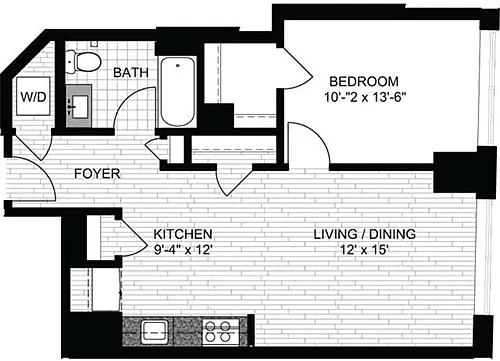 Floor plan 1 Bedroom C