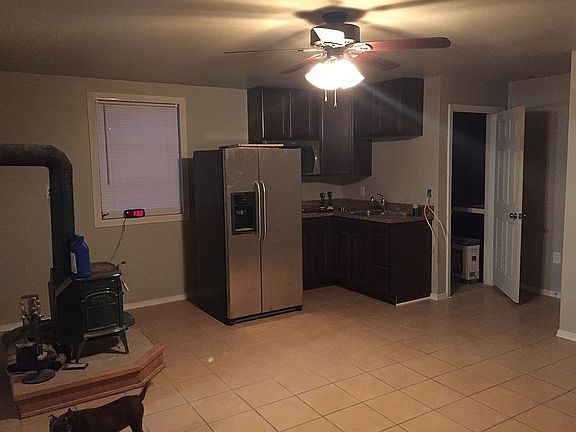 Guest house fireplace kichen