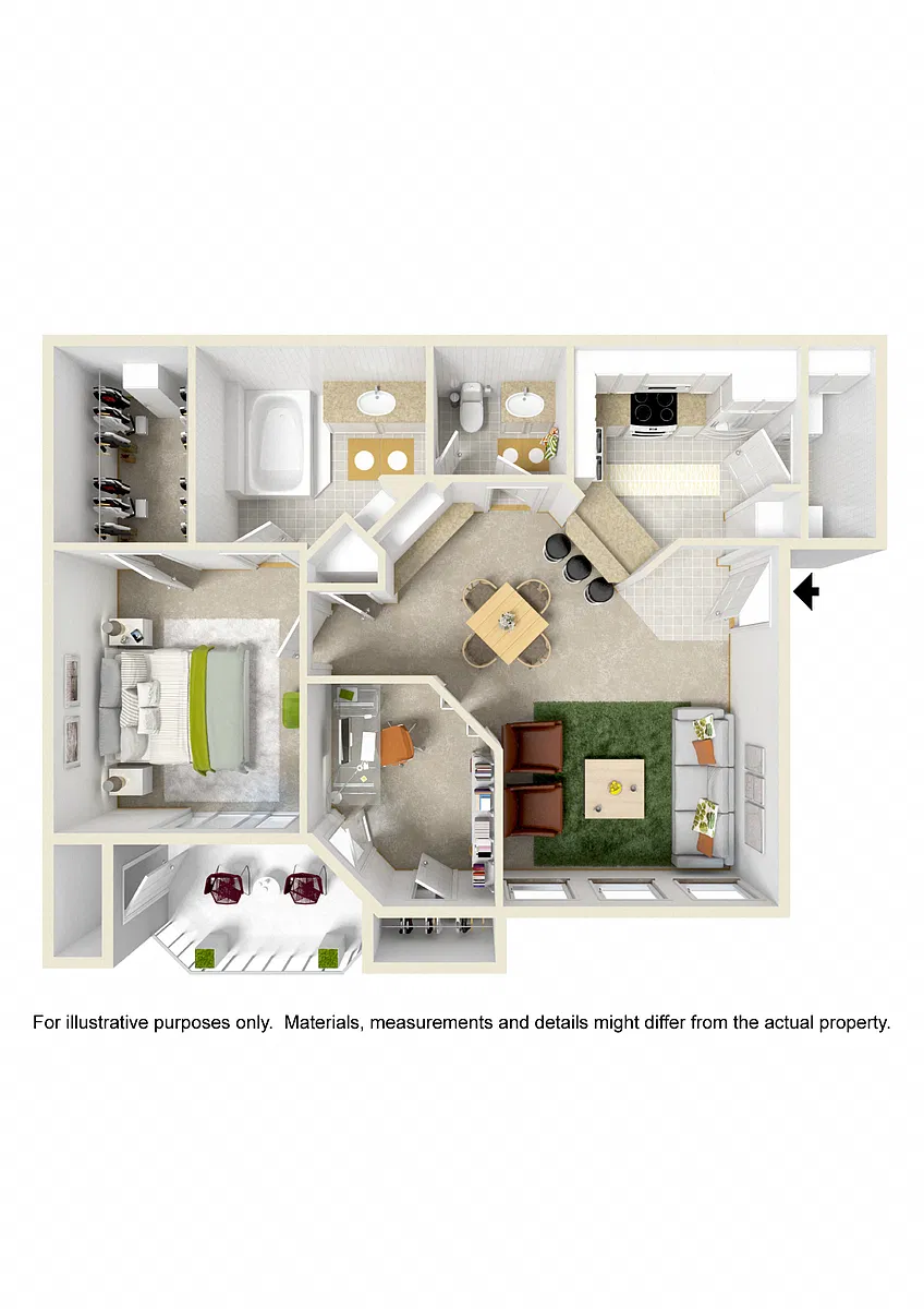 Floor plan 1Bathroom/1Bedroom, STUDY