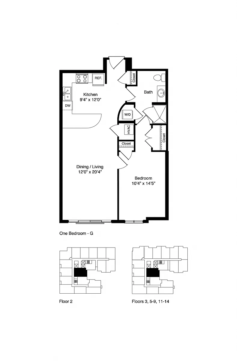 Floor plan ONE BEDROOM G