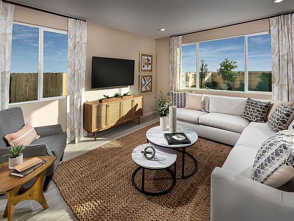 Residence 3 great room modeled at a nearby Meritage community.