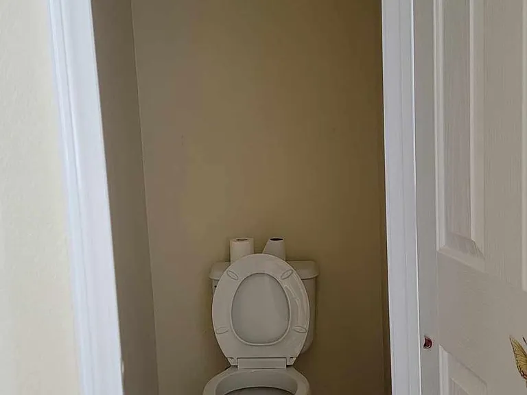 Master bathroom private toilet with separate light and fan + door