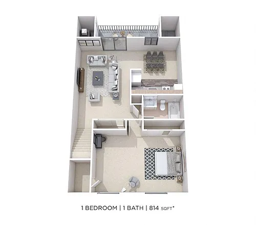 Floor plan One Bedroom - 814 sqft