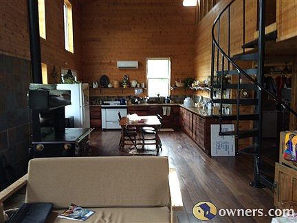View of the kitchen from living area.
