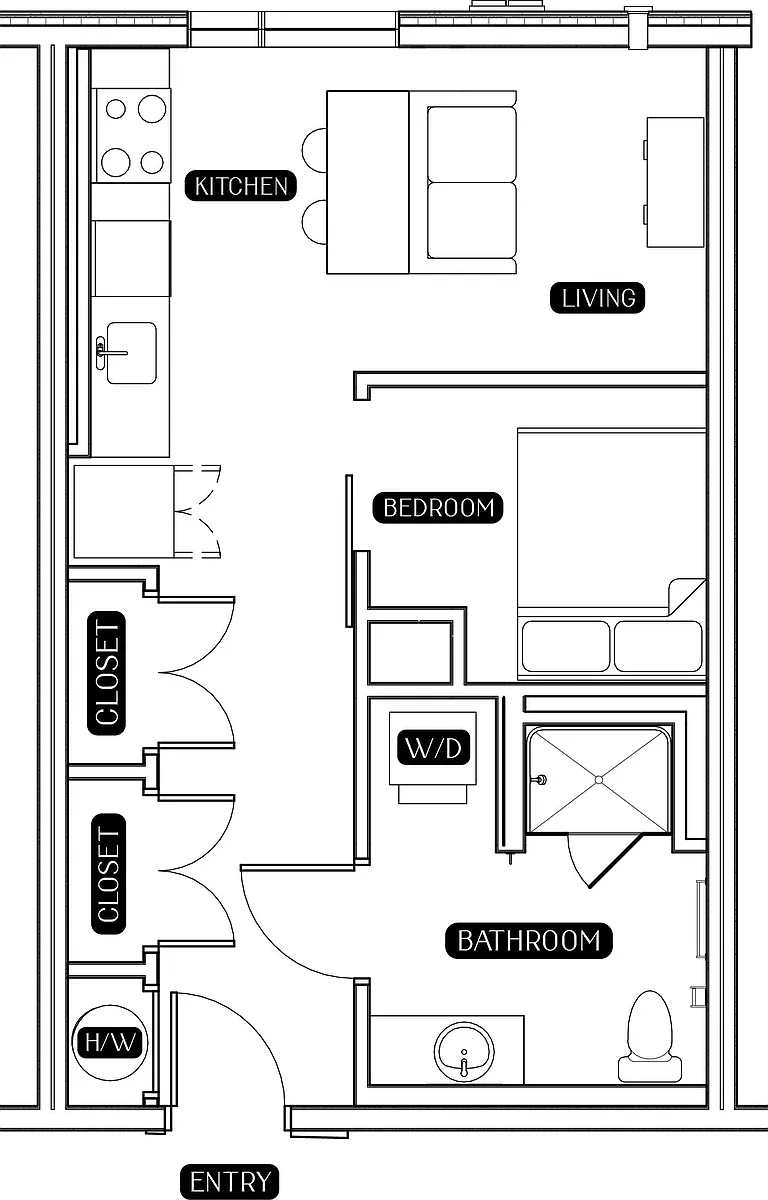 Floor plan Studio w/ Bed Nook Floor Plan C