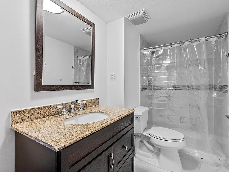 Updated bathroom with massive shower