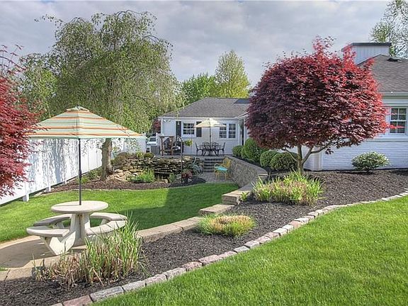Left side back yard view.   Whether you prefer the outdoors in the sun or shade, you will easily relax in this inviting back yar