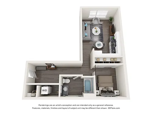 Floor plan Open 1 Bedroom E