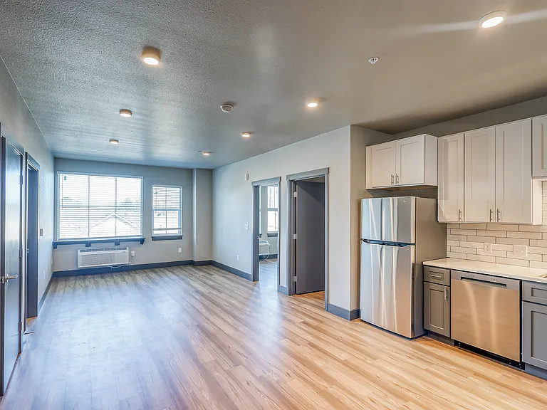 Wood-style flooring throughout all apartment homes