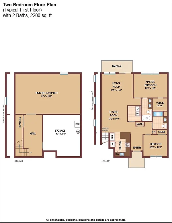 Floor plan $1.59/sq.ft. - Two Bedroom w/ Basement
