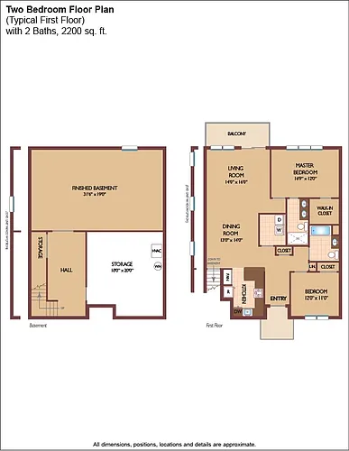 Floor plan $1.66/sq.ft. - Two Bedroom w/ Basement