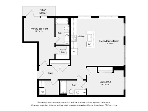 Floor plan Two Bed Two Bath 7