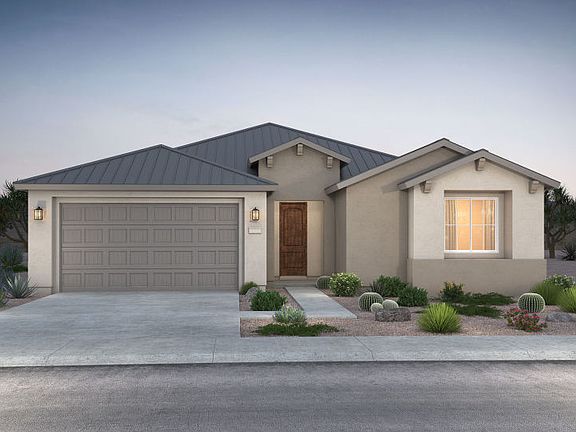 The Parklane Home Exterior A at Esencia offers tile roof, many color selections, and two-tone paint.