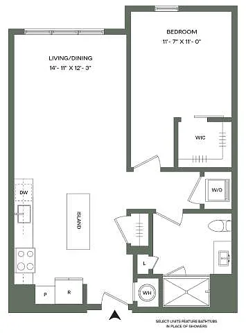 Floor plan 1 Bed 1 Bath-A4 Mason East