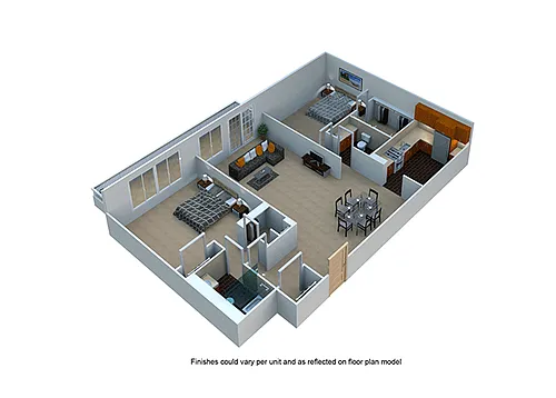 Floor plan Two Bedroom 2 Bath